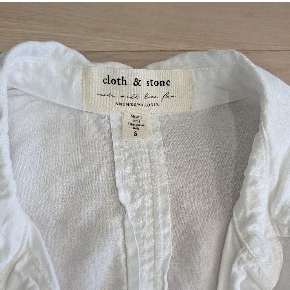 Cloth & Stone Anthropologie White Tencel Ladder Lace Shirt Small - Picture 7 of 14